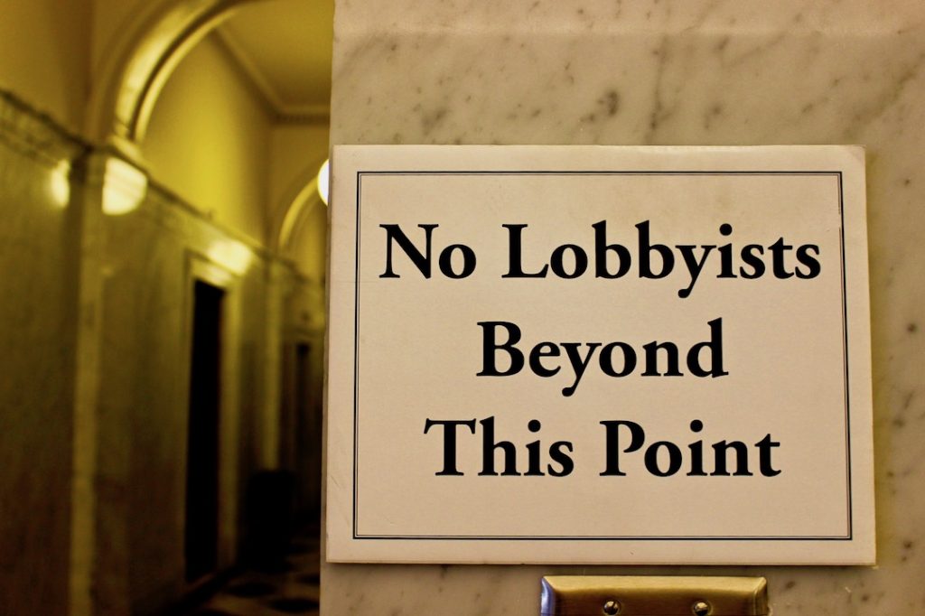 No Lobbyists Beyond This Point sign