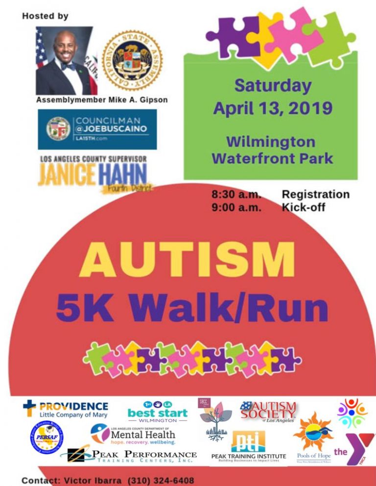Join in the Autism 5K Walk / Run April 13 Harbor Gateway North