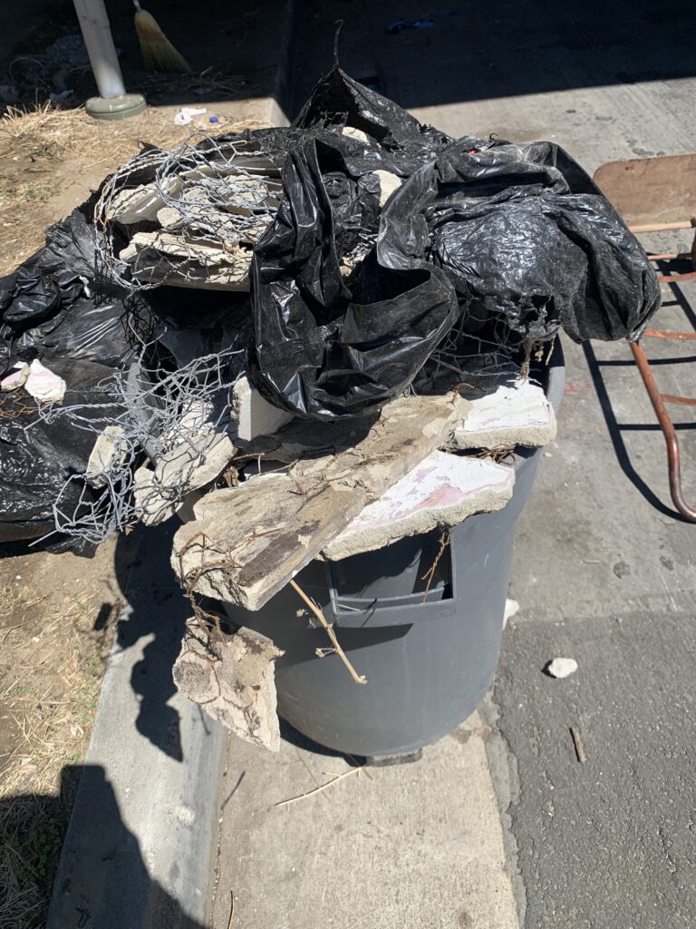 Stanford Avenue Clean up – detail of dumped items 8-26-2023